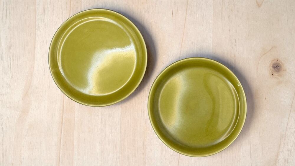 Vintage Russel Wright Green Steubenville Chartreuse 2 saucers- 6 inch